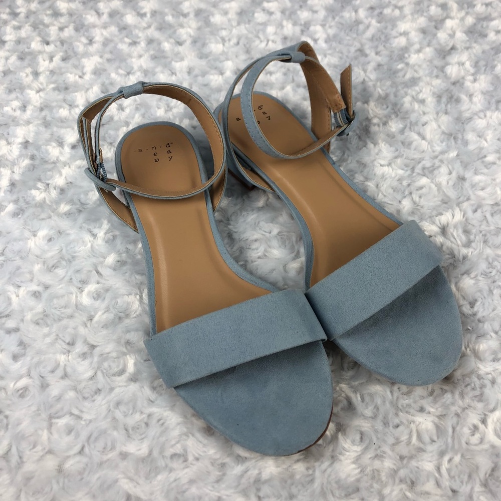 A New Day Microsuede Sandals Blue Size 8 Wide